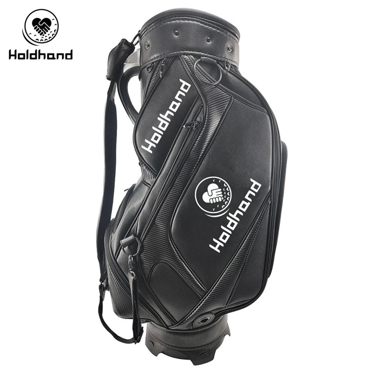 High Durable Waterproof Black PU Leather Golf Staff Bag Wholesale Custom Printed Logo Golf Equipment Carry Bag suppliers