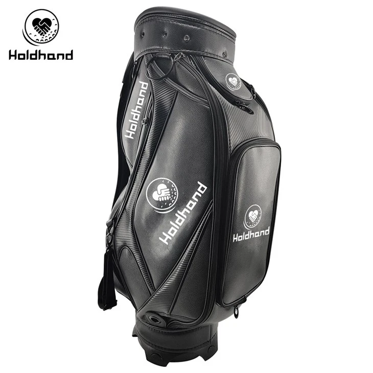 High Durable Waterproof Black PU Leather Golf Staff Bag Wholesale Custom Printed Logo Golf Equipment Carry Bag factory