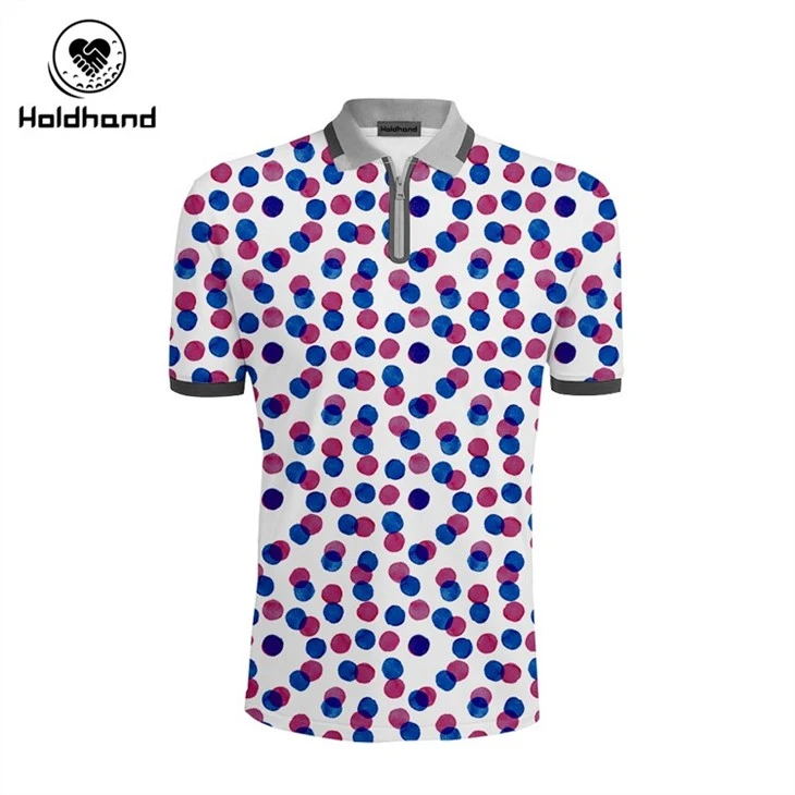 Golf Shirts For Men Dry Fit Short Sleeve Two Color Circle Point Print Performance Moisture Wicking Polo Shirt